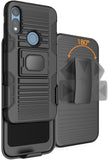 Black Rugged Grip Case with Ring Stand + Belt Clip for Motorola Moto E 2020, E7