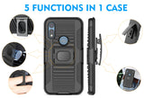 Black Rugged Grip Case with Ring Stand + Belt Clip for Motorola Moto E 2020, E7