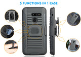 Black Rugged Ring Grip Case Cover + Belt Clip Holster for LG G8 ThinQ (LM-G820)