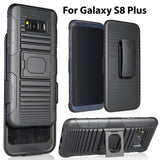 BLACK GRIP CASE COVER + BELT CLIP HOLSTER STAND FOR SAMSUNG GALAXY S8 PLUS, S8+