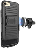 Black Rugged Case Stand Belt Clip Magnetic Car Mount for iPhone SE 2022/2020