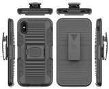 Black Rugged Magnet Grip Case Cover + Belt Clip Holster for iPhone Xs Max 6.5"