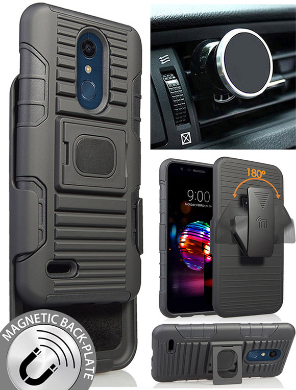 Black Case Clip Magnetic Mount for LG K30, Phoenix Plus, Premier Pro, Harmony 2