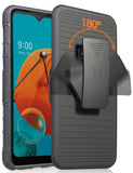 Black Rugged Finger Grip Case Stand and Belt Clip Holster for LG K51, Reflect