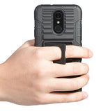 Black Magnet Grip Case Cover Stand + Belt Clip Holster for LG Q7 Plus, Q7, Q7+