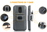 Black Magnet Grip Case Cover Stand + Belt Clip Holster for LG Q7 Plus, Q7, Q7+