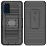 Black Rugged Grip Case with Stand and Belt Clip Holster for Samsung Galaxy S20