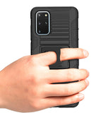 Black Rugged Grip Case with Stand Belt Clip Holster for Samsung Galaxy S20 Plus