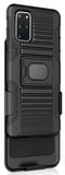Black Rugged Grip Case with Stand Belt Clip Holster for Samsung Galaxy S20 Plus