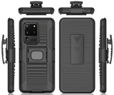 Black Rugged Case with Stand and Belt Clip Holster for Samsung Galaxy S20 Ultra