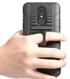 Black Magnet Grip Case Cover + Belt Clip Holster Stand for LG Stylo 4, Q Stylus