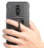 Black Rugged Grip Case Stand + Belt Clip + Magnetic Car Mount for LG Stylo 5