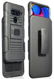 Black Rugged Case + Belt Clip Holster + Magnetic Car Mount for LG V40 ThinQ