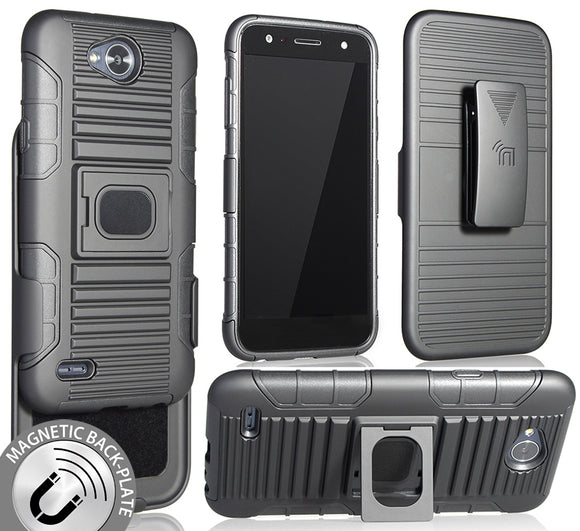 Black Magnet Grip Case Belt Clip for LG X Power 2, X Charge, Fiesta 2, K10 Power