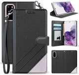 Wallet Case Stand Credit Card Slot Cover and Wrist Strap for Samsung Galaxy S20