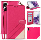 Wallet Case Stand Credit Card Slot Cover and Wrist Strap for Samsung Galaxy S20