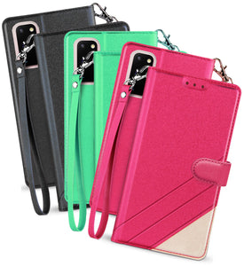 Wallet Case Credit Card Slot Cover Stand Wrist Strap for Galaxy S20 FE 5G 2020
