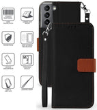 Durable Wallet Case Credit Card Slot Cover Wrist Strap for Samsung Galaxy S21 5G