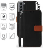 Durable Wallet Case Credit Card Slot Wrist Strap for Samsung Galaxy S21 Plus 5G