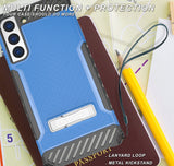 Rugged Anti-Shock Case Cover Metal Kickstand and Strap for Galaxy S22 5G Phone