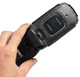 Black Vegan Leather Case with Belt Clip for Kyocera Cadence 4G LTE S2720 Phone
