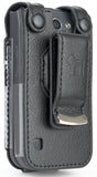 Black Vegan Leather Case with Belt Clip Screen Cover for Nokia 2720 V Flip Phone