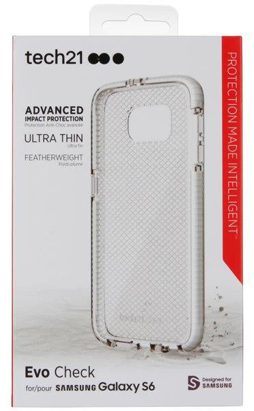Case/Screen Protector for Galaxy S6, Tech21 Purple Evo Check [ANTI-SHOCK]  Cover + PureGear Tempered Glass Screen Guard for Samsung Galaxy S6 (SM-G920)