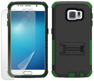 GREEN RUGGED TRI-SHIELD RUBBER SKIN HARD CASE COVER STAND FOR SAMSUNG GALAXY S6