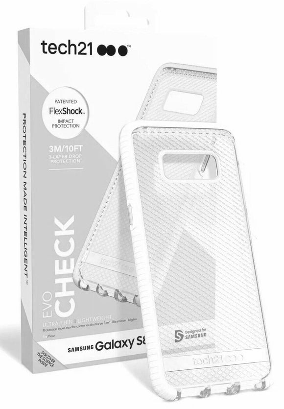 Tech21 White Clear EVO Check Anti-Shock Case TPU Cover for Samsung Galaxy S8