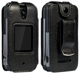 Black Vegan Leather Case with Belt Clip for Schok Classic 2019 Flip Phone SC3218