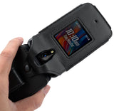 Black Vegan Leather Case Screen Protector Belt Clip for Schok Flip Phone (2022)