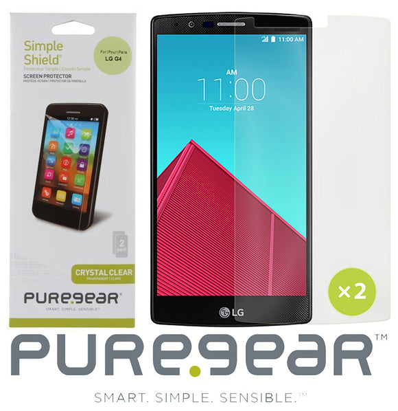 2X PUREGEAR SCREEN PROTECTOR SIMPLE SHIELD SCRATCH SAVER FOR LG G4
