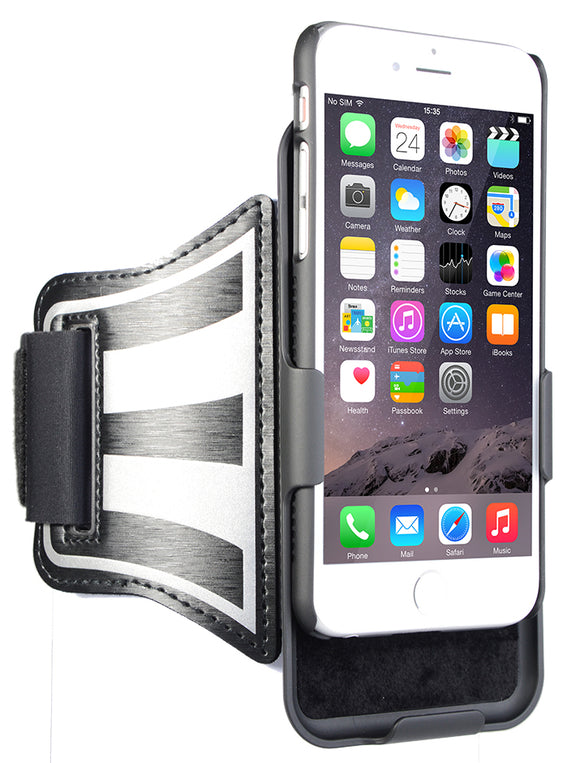 BLACK CASE COVER + ARMBAND STRAP COMBO ROTATING/REFLECTIVE FOR iPHONE 7