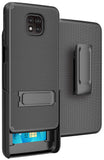 Dual Layer Black Case Cover Kickstand + Belt Clip for Motorola Moto G Power 2021
