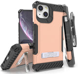 Tri-Shield Rugged Case with Stand + Belt Clip Holster + Strap for iPhone 13