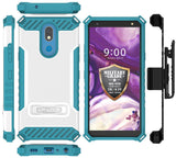 Tri-Shield Rugged Case Cover + Belt Clip Holster + Strap for LG Xpression Plus 2