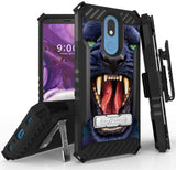 Rugged Tri-Shield Case + Belt Clip for LG Harmony 3/Solo/K40 - Fierce Creatures
