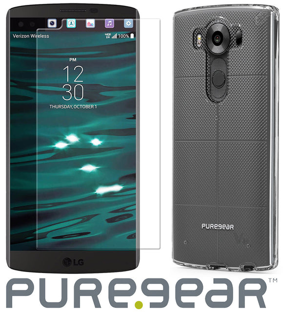 PUREGEAR CLEAR CASE COVER + PURETEK TEMPERED GLASS SCREEN PROTECTOR FOR LG V10
