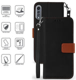Durable Wallet Case Credit Card Slot Cover Wrist Strap for LG Velvet Phone