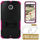PINK TRI-SHIELD CASE COVER STAND SCREEN PROTECTOR FOR MOTOROLA MOTO-X 2nd GEN