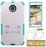 TURQUOISE TRI-SHIELD CASE STAND SCREEN PROTECTOR FOR MOTOROLA MOTO-X 2nd GEN