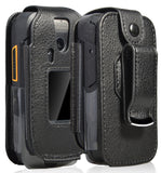 Black Vegan Leather Form-Fit Case Cover with Belt Clip for Sonim XP3 XP3800