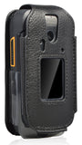 Black Vegan Leather Form-Fit Case Cover with Belt Clip for Sonim XP3 XP3800