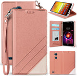 Folio Wallet Case ID Card Slot Cover Stand + Wrist Strap for LG X Power 3 (2018)